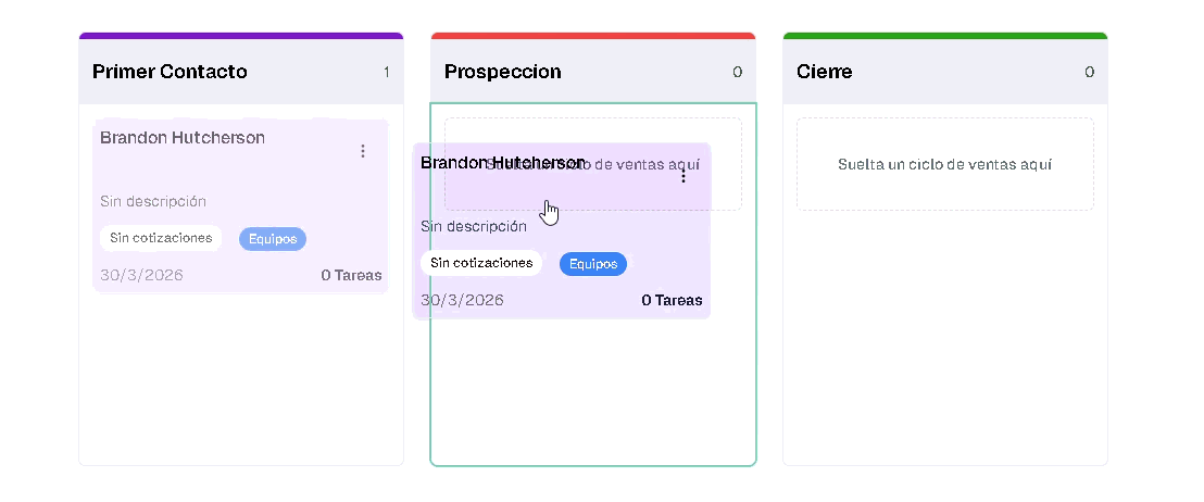 Tablero Kanban de ventas en CrecIA